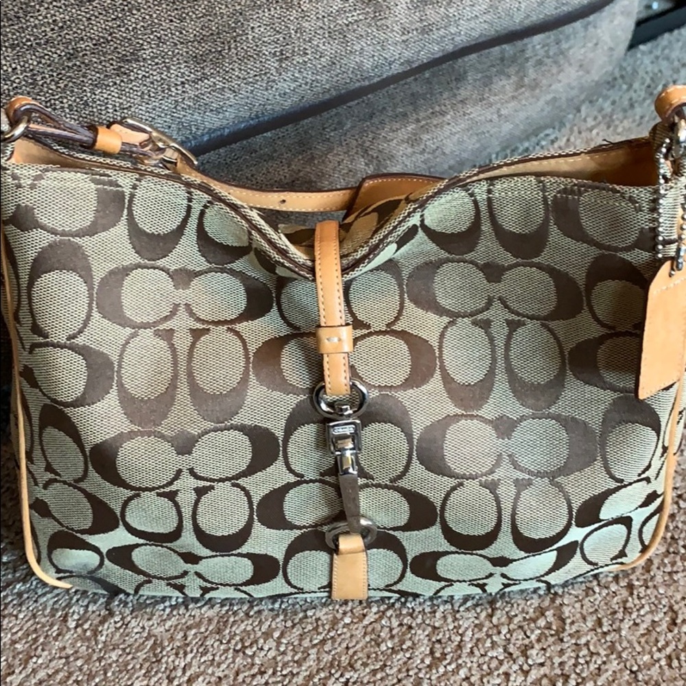 Coach Signature Hampton Clip Purse A2K-6091 Khaki